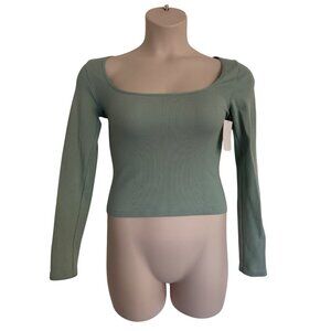 Elodie Ribbed Stretched Square Neck Size L/XL Mint Green Crop Top NWT